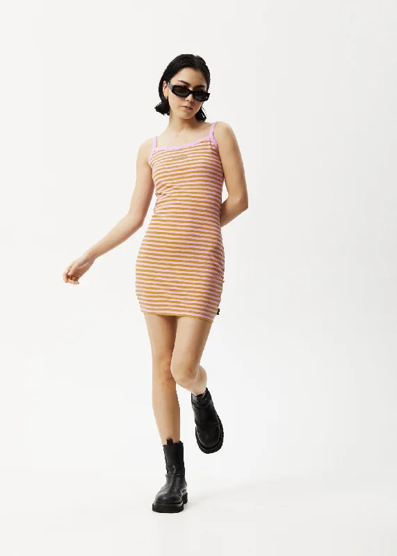AFENDS Womens Jain Taylor - Mini Dress - Candy Stripe Comfortable One-Shoulder Mini Dress AFENDS Womens Jain Taylor - Mini Dress - Candy Stripe Comfortable One-Shoulder Mini Dress