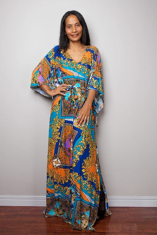 Boho Dress - Kaftan Kimono Dress - Maxi Dress : Funky Elegant Collection No.4 Stylish Off-Shoulder Maxi Dress Boho Dress - Kaftan Kimono Dress - Maxi Dress : Funky Elegant Collection No.4 Stylish Off-Shoulder Maxi Dress