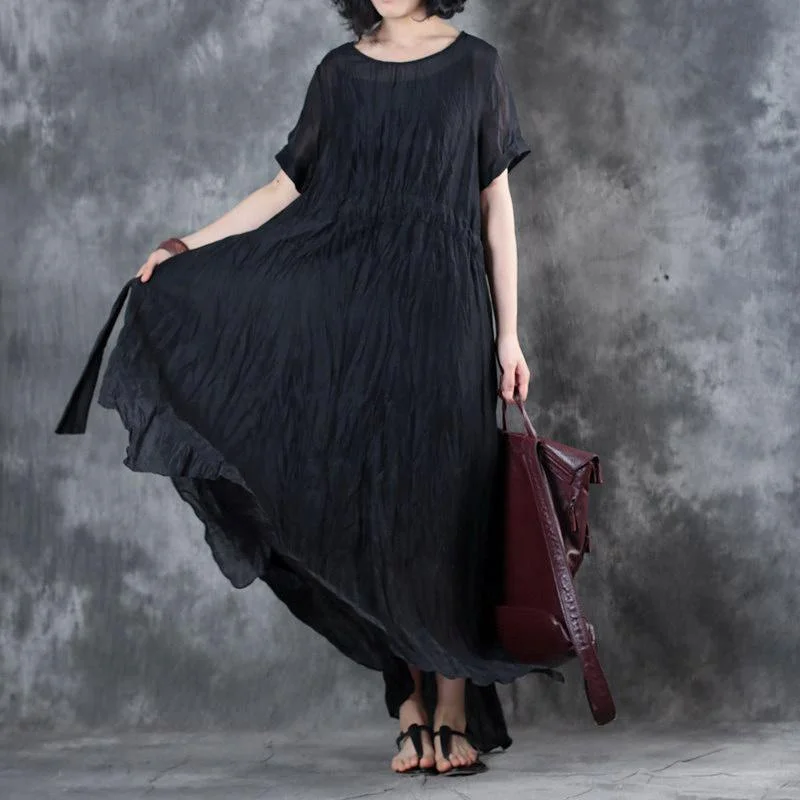 Boutique Black Long Linen Dresses Oversize Side Open Linen Clothing Dresses New Short Sleeve Maxi Dresses Trendy Short Sleeve Maxi Dress Boutique Black Long Linen Dresses Oversize Side Open Linen Clothing Dresses New Short Sleeve Maxi Dresses Trendy Short Sleeve Maxi Dress