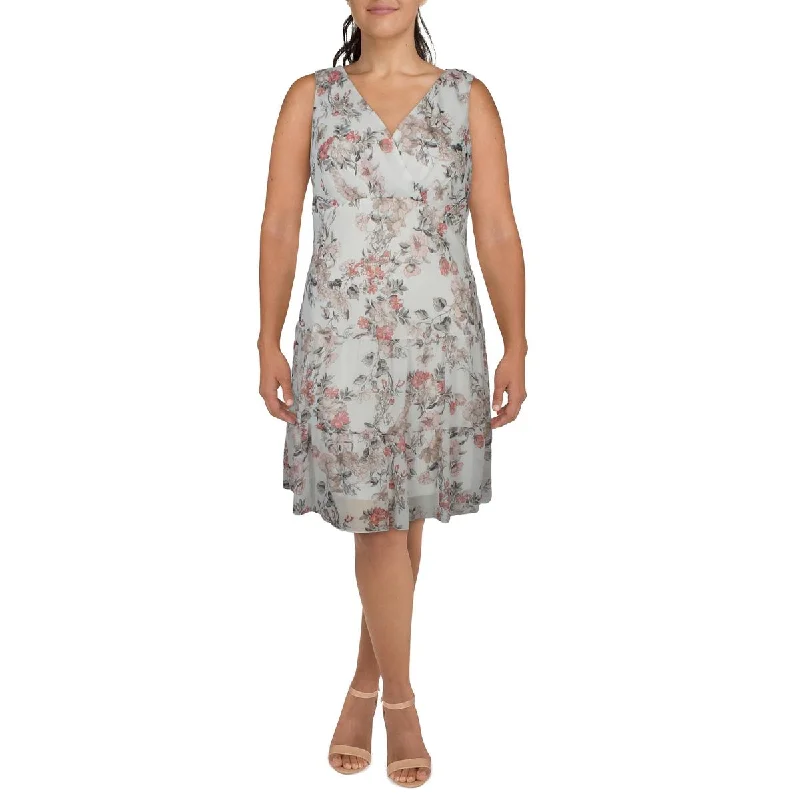 Connected Apparel Womens Floral Print Sleeveless Mini Dress Elegant Off-Shoulder Dress Mini