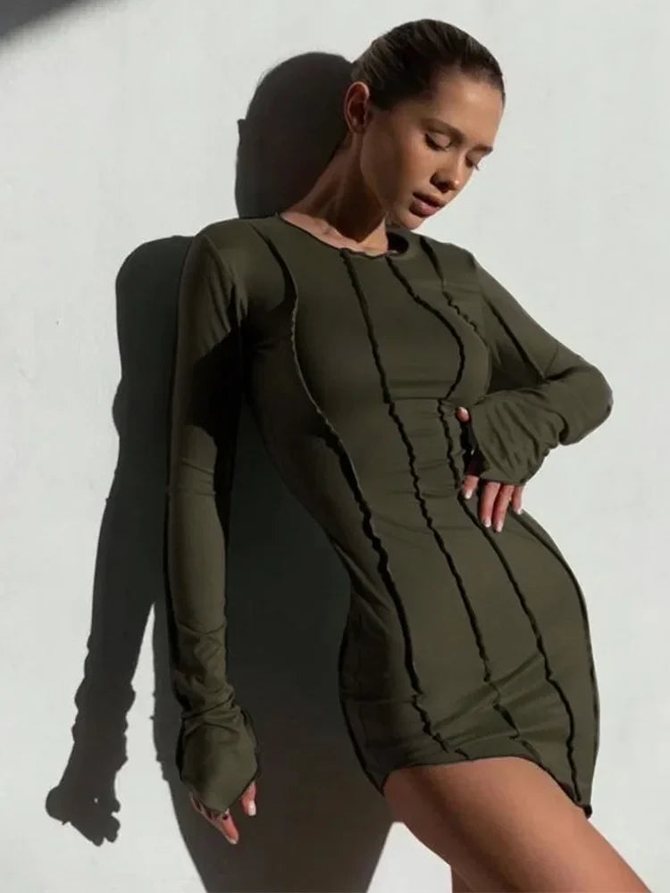 Patchwork O Neck Autumn Bodycon Long Sleeve Slim Fit Elegant Party Club Mini Dress Elegant Satin Mini Dress Patchwork O Neck Autumn Bodycon Long Sleeve Slim Fit Elegant Party Club Mini Dress Elegant Satin Mini Dress