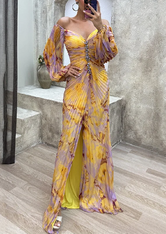 French Yellow Wrinkled Zircon Cotton Maxi Dresses Spring WW1054 Stylish Button-Up Maxi Dress French Yellow Wrinkled Zircon Cotton Maxi Dresses Spring WW1054 Stylish Button-Up Maxi Dress