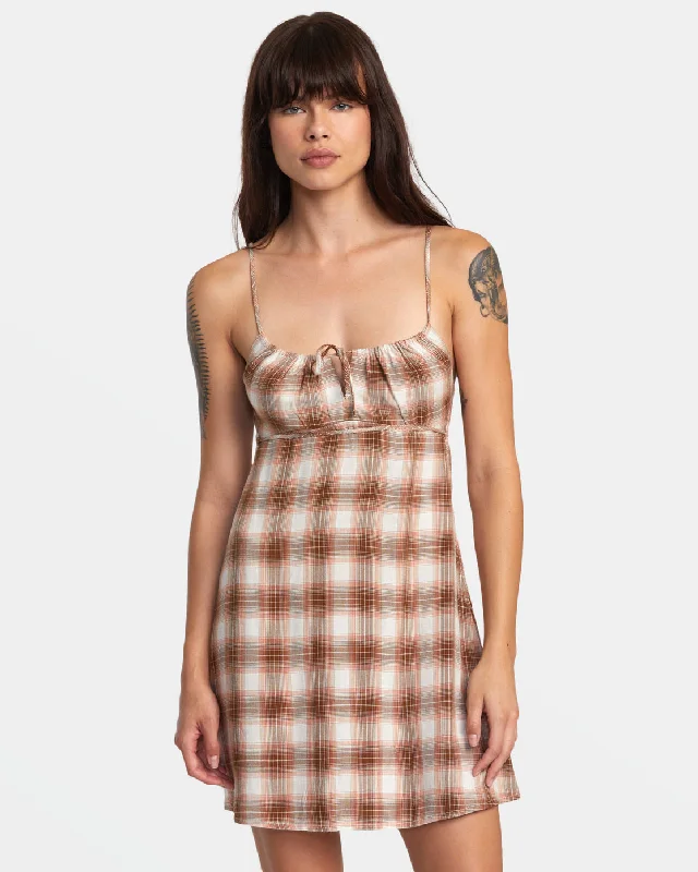 Hillside Mini Dress - Workwear Brown Comfortable Ruffle Mini Dress