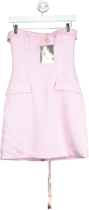 House of CB Naia Cotton Candy Strapless Mini Dress UK M-TALL Stylish Ribbed Mini Dress