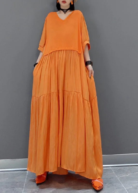 Italian Orange V Neck Patchwork Holiday Maxi Dress Summer VB1002 Trendy Floral Print Maxi Dress Italian Orange V Neck Patchwork Holiday Maxi Dress Summer VB1002 Trendy Floral Print Maxi Dress