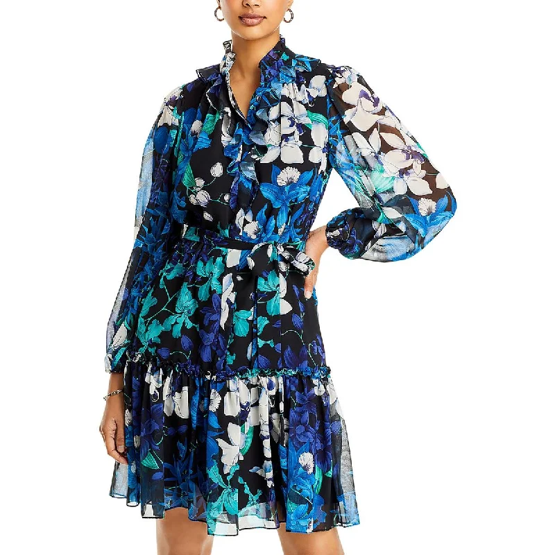 Kobi Halperin Womens Paisley Floral Print Ruffled Mini Dress Fashionable Boho-Chic Mini Dress