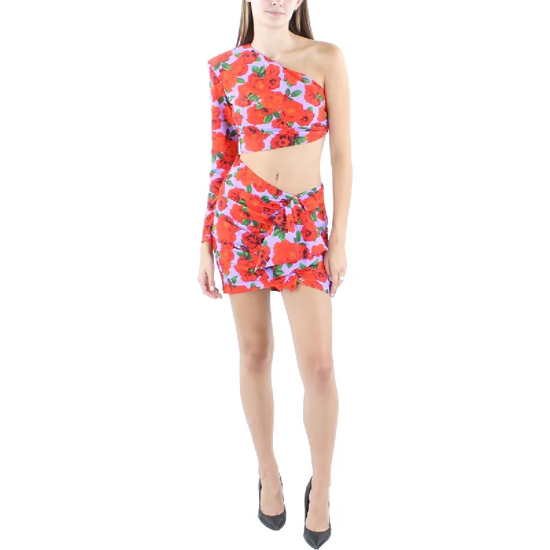 New Arrivals Womens Floral Print  Mini Dress Chic Mini Dress with V-Neck