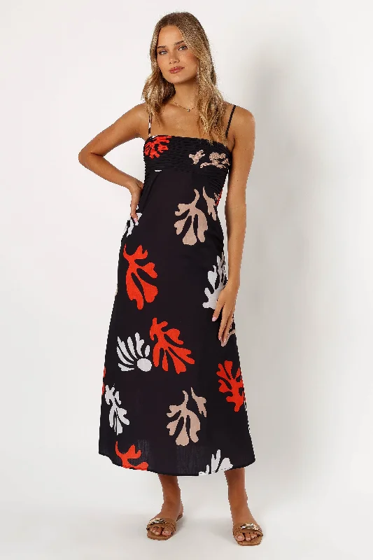 Verrone Maxi Dress - Black Trendy Button Front Maxi Dress