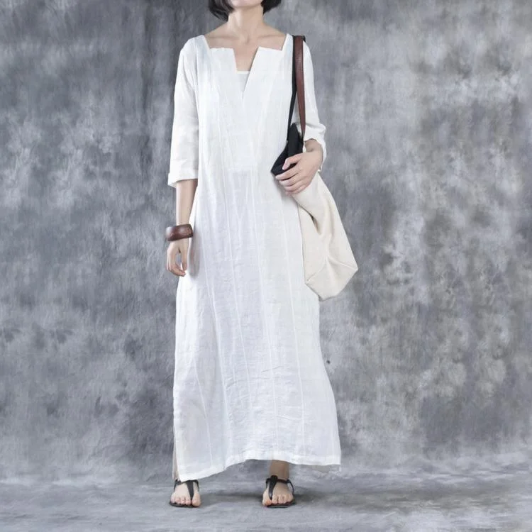 White Linen Dresses Oversize Maxi Dress Linen Caftans Fashionable Open-Back Maxi Dress White Linen Dresses Oversize Maxi Dress Linen Caftans Fashionable Open-Back Maxi Dress