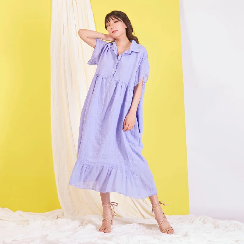 Wholesale linen maxi dress with ruffle design on sleeves and bottom Elegant Maxi Dress with Pockets Wholesale linen maxi dress with ruffle design on sleeves and bottom Elegant Maxi Dress with Pockets
