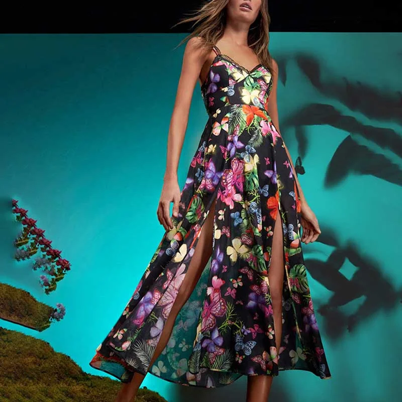 Womens Floral Printed Maxi Dress Beach Party Long Floral dresses Trendy Ruffled Maxi Dress Womens Floral Printed Maxi Dress Beach Party Long Floral dresses Trendy Ruffled Maxi Dress