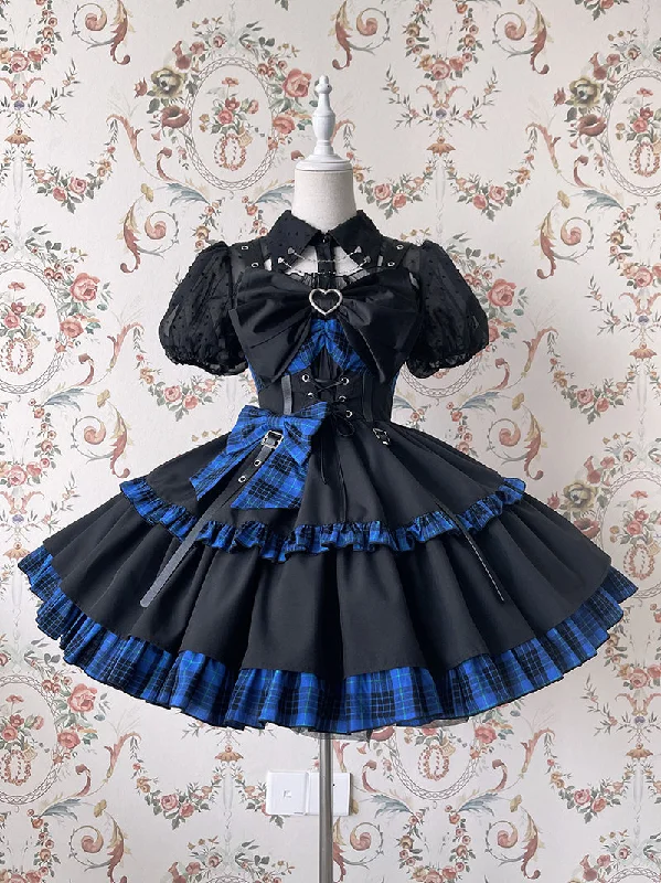 Alice Girl~Gothic Lolita Dress Blue Plaid Jumper Dress