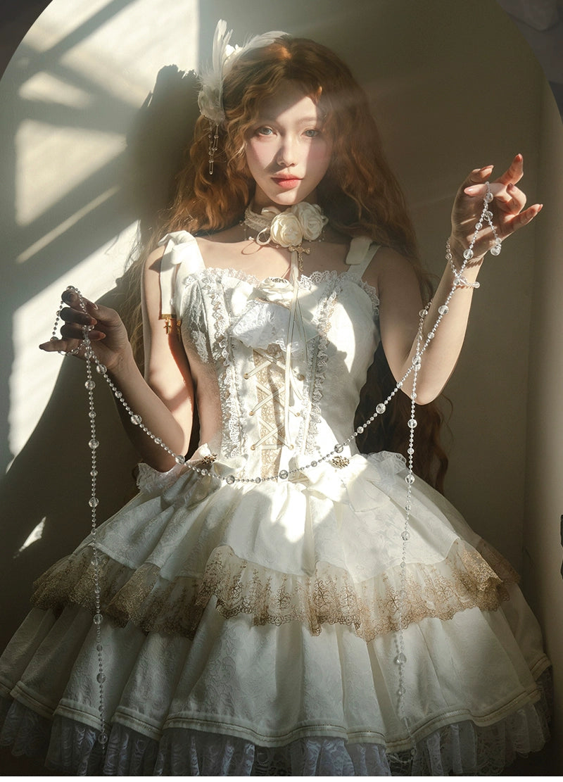 Forest Fluorescent Carps~Black Lady~Gothic Lolita JSK Dress Set