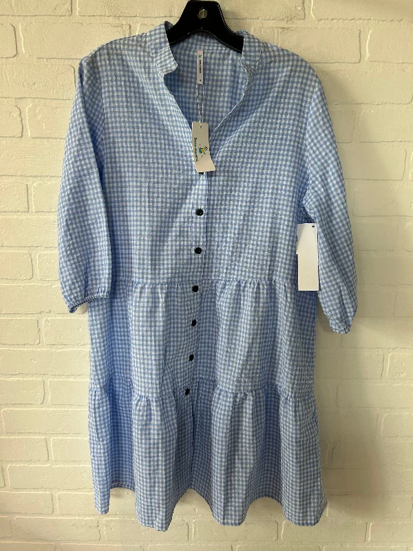 Blue & White Dress Casual Short Beach Island, Size M