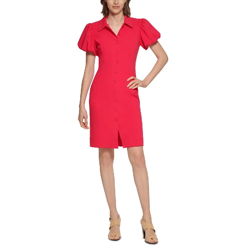 Calvin Klein Womens Collar Knee-Length Sheath Dress