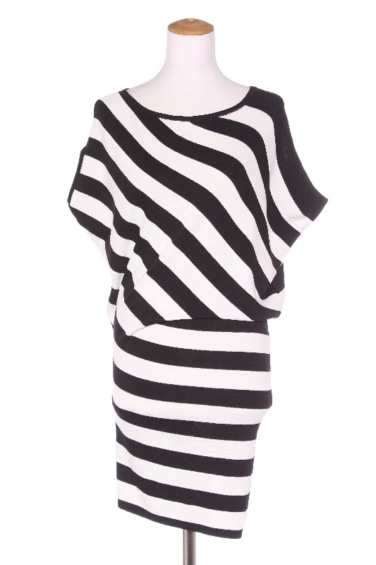 CHARLO - Asymmetric stripe batwing knit dress! 12