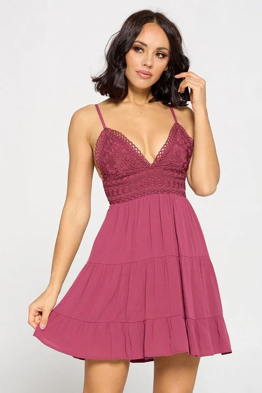 Mabel, Crochet dress crinkle gauze with lace