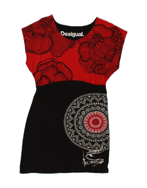 DESIGUAL Womens Graphic Sheath Dress UK 16 Large Black Colourblock
