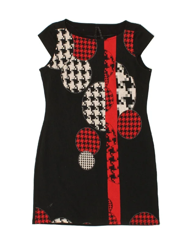 DESIGUAL Womens Sheath Dress UK 18 XL Black Geometric Cotton