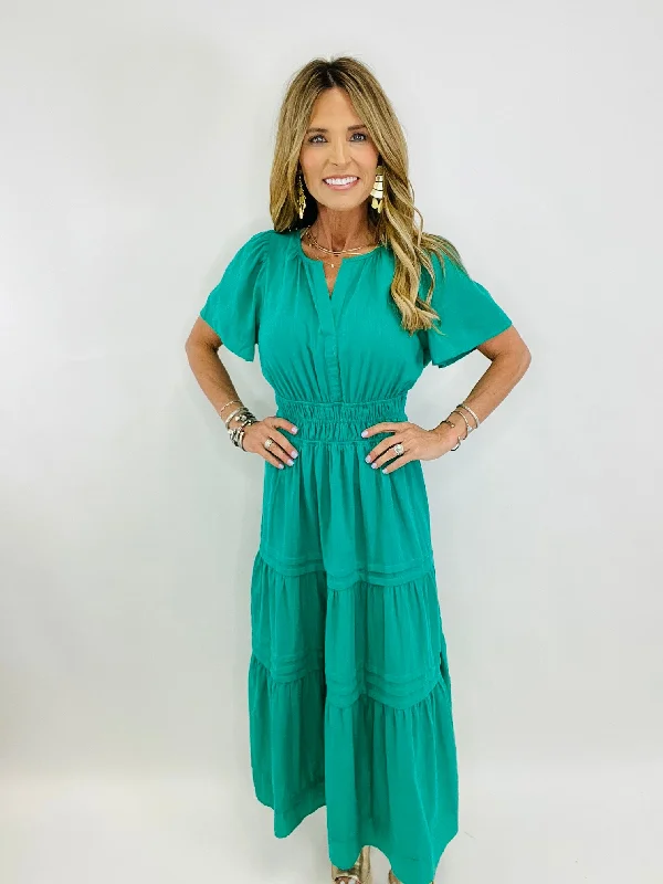 DON'T BE JADED MIDI DRESS Stylish Button-Down Midi Dress