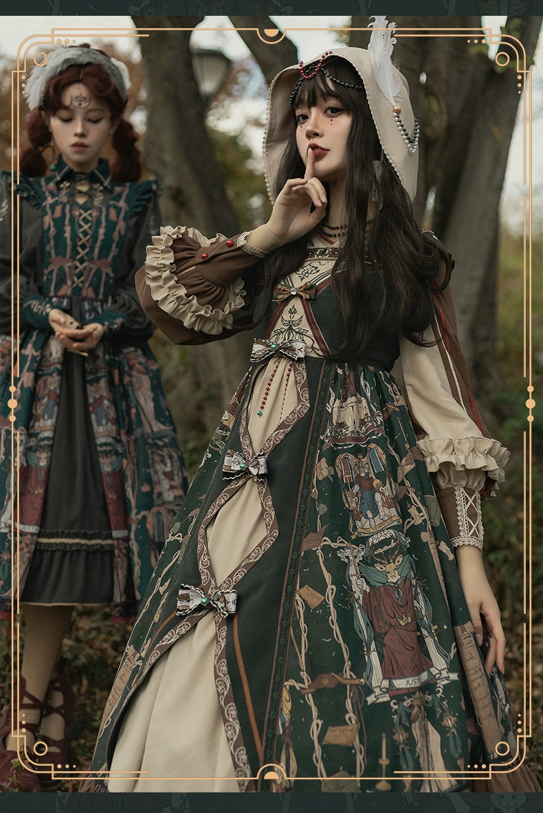 YingLuoFu~Tarot~Elegant Lolita Dress Classicl Court Style Lolita OP Salopette