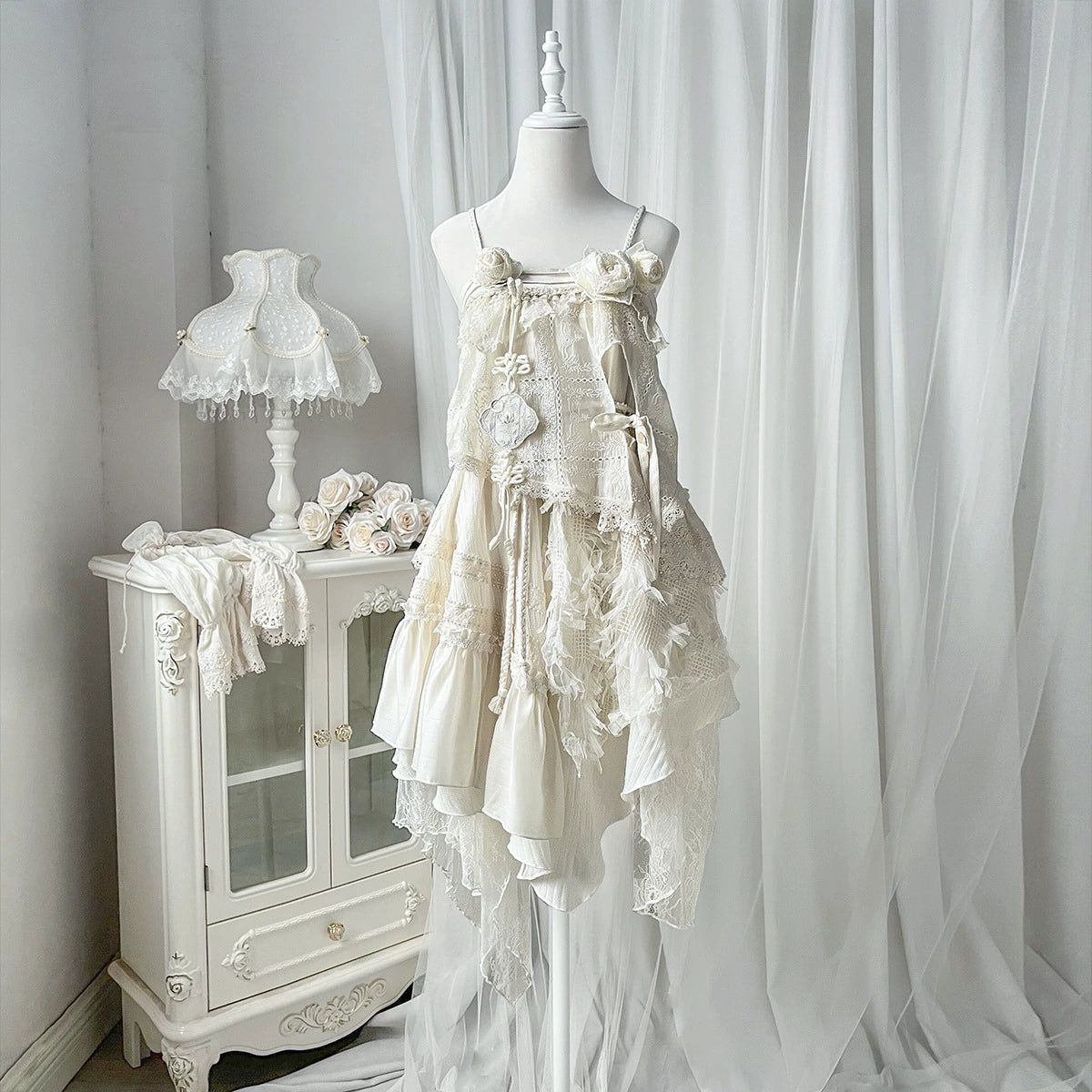 Cornfield Lolita~Moonlit Gardenia~Elegant Wabi-sabi Style Lolita JSK dress Irregular Hem Dress