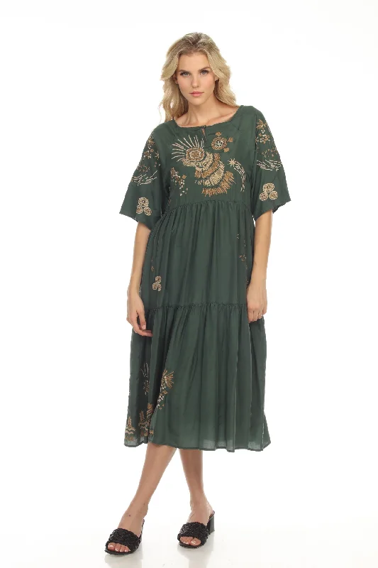 Johnny Was Workshop Antonia Raglan Tiered Midi Dress Boho Chic W34022 Chic Bohemian Midi Dress