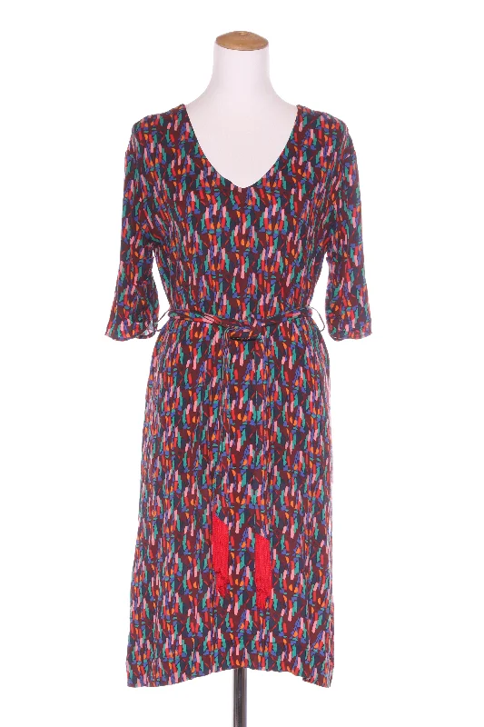KATE SYLVESTER (NZ) Geo print dress with tasseled belt! 8