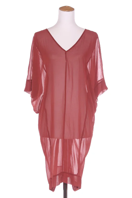 KILT? Button back panel chiffon dress - Rust! 12