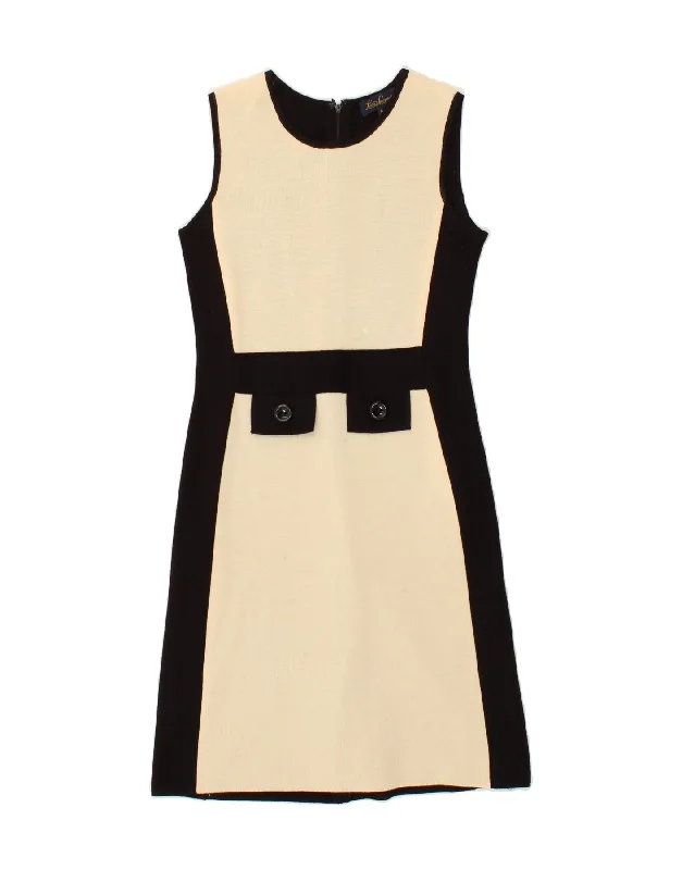 LUISA SPAGNOLI Womens Sheath Dress UK 8 Small Beige Colourblock
