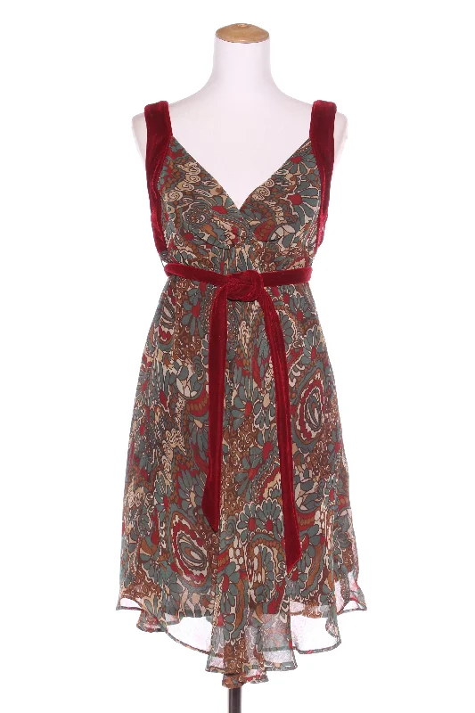 MARTINI(AU) Velvet trim retro print dress! 14
