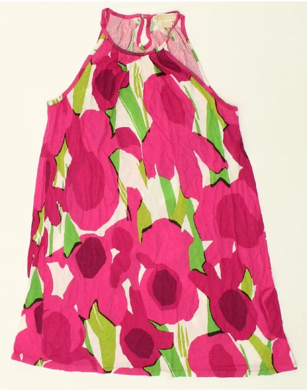 MICHAEL KORS Womens Abstract Pattern Halter Dress UK 12 Medium Pink