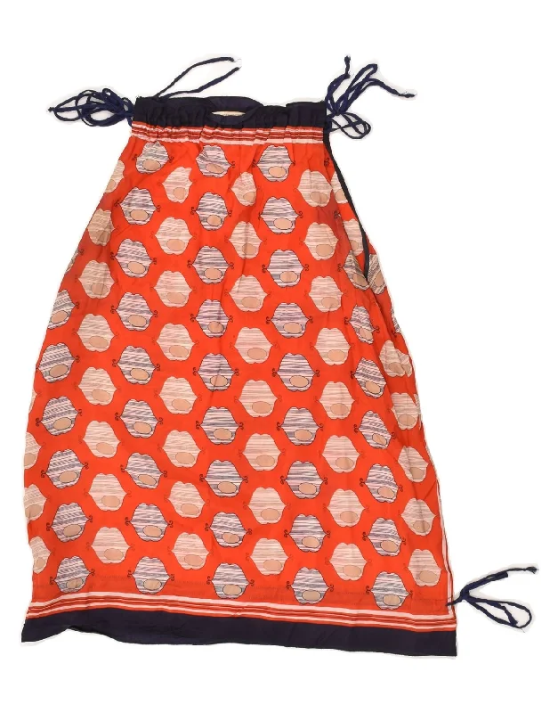 PINKO Womens Abstract Pattern Sundress UK 10 Small Red Silk