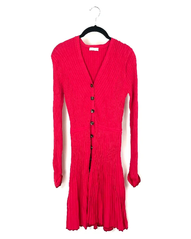 Red Ribbed Knit Dress - Size 2-4