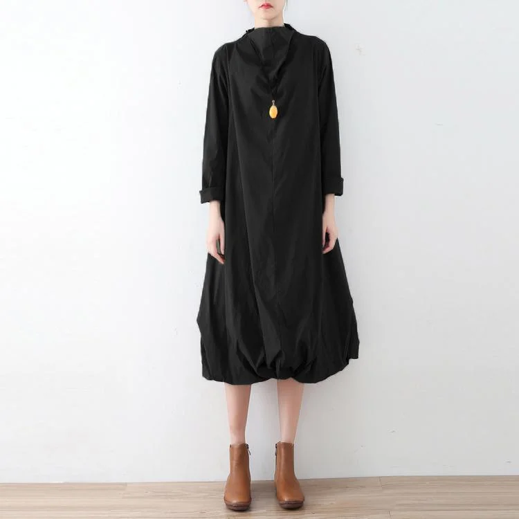 Style high collar Cotton clothes Inspiration black Dresses fall