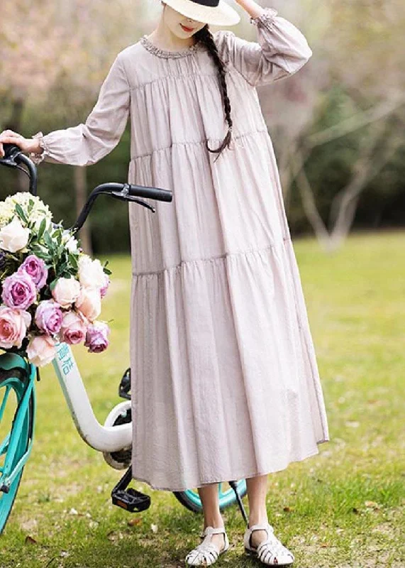 Style Pink Ruffled Patchwork Holiday Dress Summer