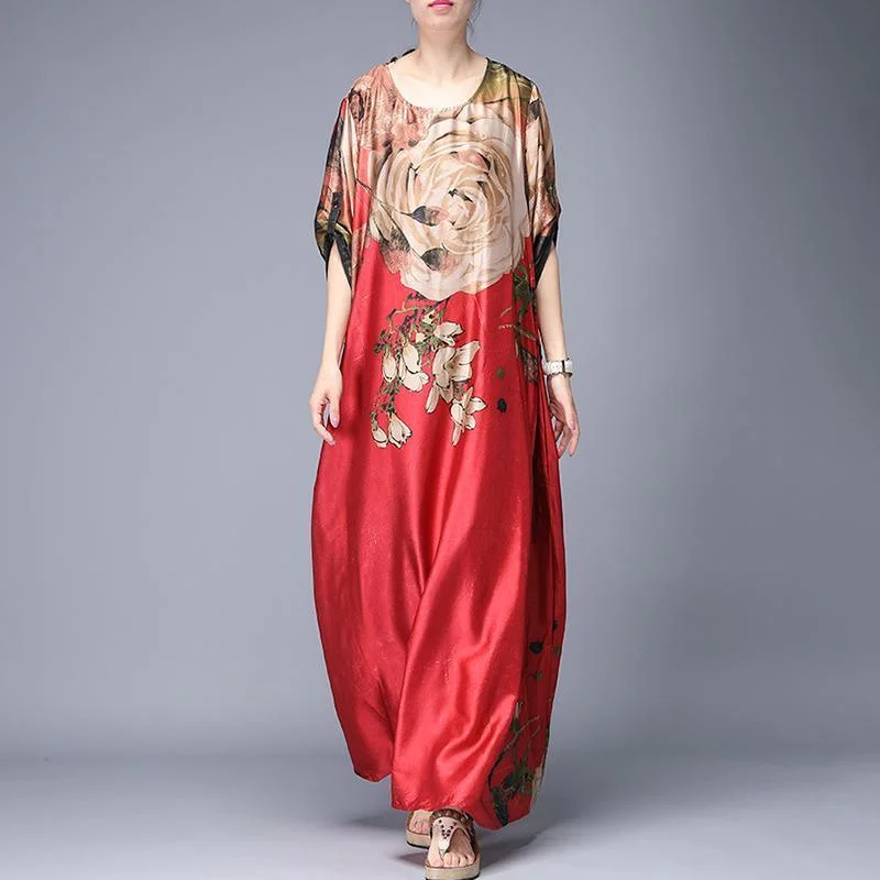 Summer Retro Printed Cool Women red clothes Sweets Elegant Dress