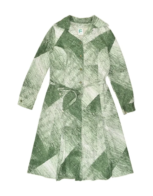 TREVIRA Womens A-Line Dress IT 44 Medium Green Colourblock Polyester