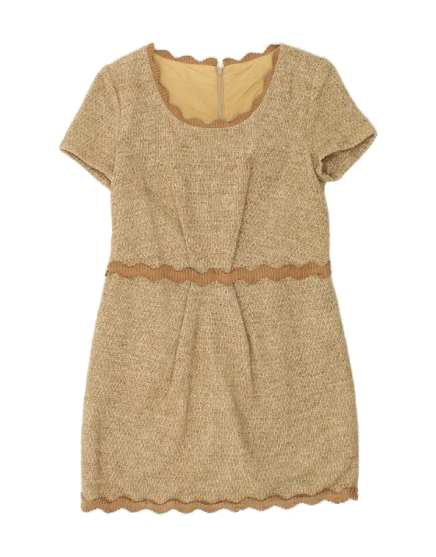 VINTAGE Womens Jumper Dress UK 10 Small Brown Wool