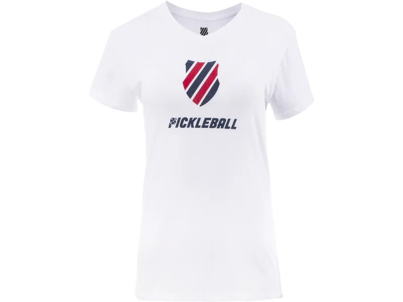 194432-114 | WOMENS PICKLEBALL T-SHIRT | WHITE/BLUE/RED Plaid T-Shirt Polka Dot Checkered 194432-114 | WOMENS PICKLEBALL T-SHIRT | WHITE/BLUE/RED Plaid T-Shirt Polka Dot Checkered
