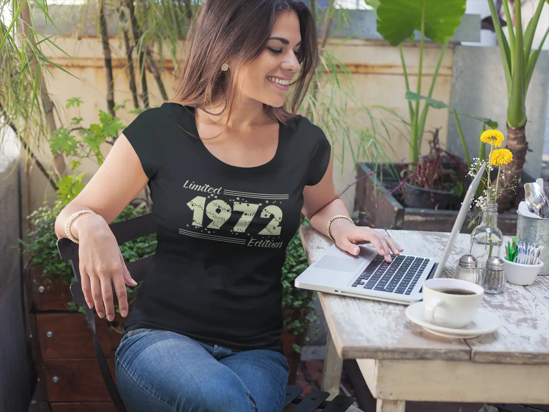 1972 Limited Edition Star, Women's T-shirt, Black, Birthday Gift 00383 Spandex Blend Rayon Blend Denim Blend 1972 Limited Edition Star, Women's T-shirt, Black, Birthday Gift 00383 Spandex Blend Rayon Blend Denim Blend