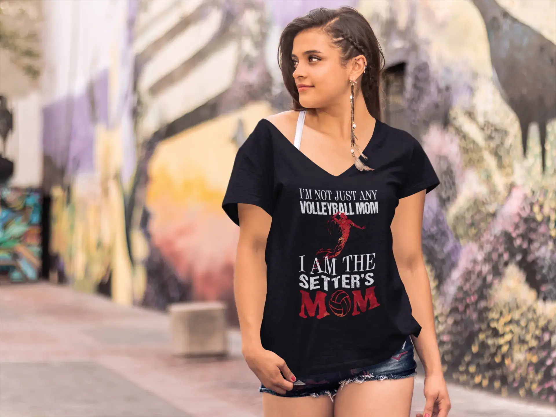 ULTRABASIC Women's T-Shirt I'm Not Just Any Volleyball Mom I'm the Setter's Mom Rayon Velvet Corduroy ULTRABASIC Women's T-Shirt I'm Not Just Any Volleyball Mom I'm the Setter's Mom Rayon Velvet Corduroy