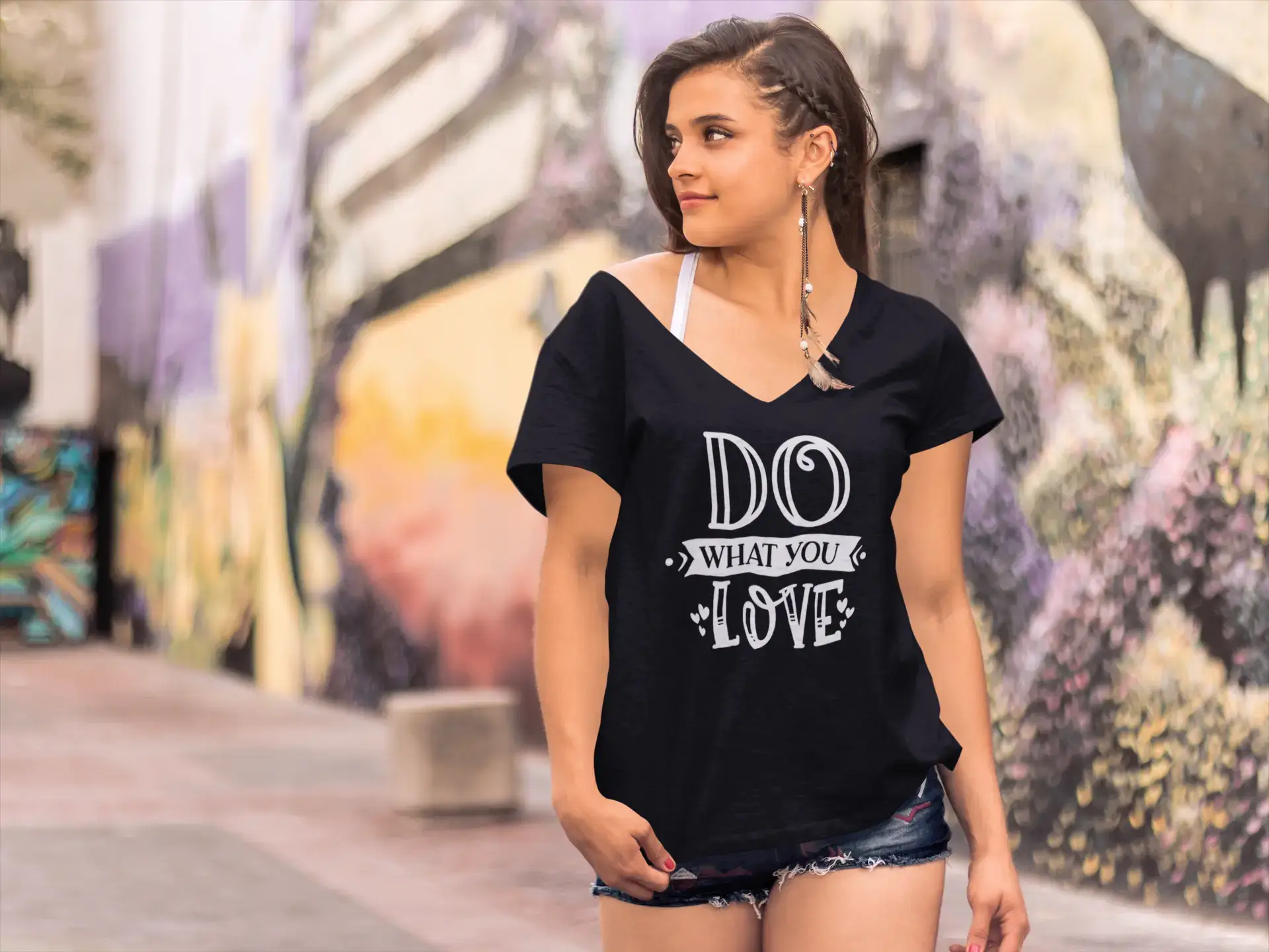 ULTRABASIC Women's T-Shirt Do What You Love - Short Sleeve Tee Shirt Tops Zippered Front Buttoned Front Snap Front ULTRABASIC Women's T-Shirt Do What You Love - Short Sleeve Tee Shirt Tops Zippered Front Buttoned Front Snap Front