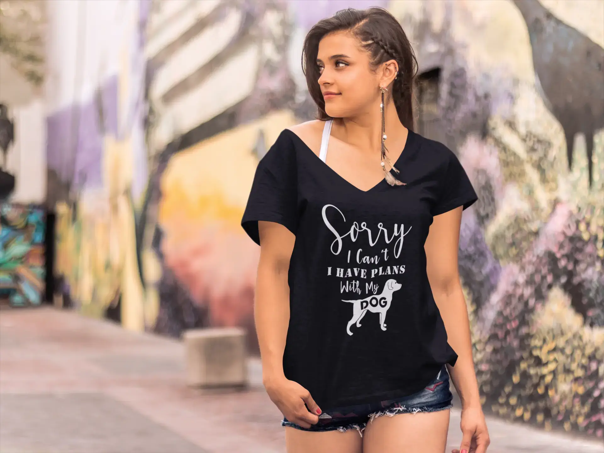 ULTRABASIC Women's T-Shirt Sorry I Can't I Have Plans With My Dog - Short Sleeve Tee Shirt Tops Wool Fabric Cashmere Fabric Tweed Fabric ULTRABASIC Women's T-Shirt Sorry I Can't I Have Plans With My Dog - Short Sleeve Tee Shirt Tops Wool Fabric Cashmere Fabric Tweed Fabric