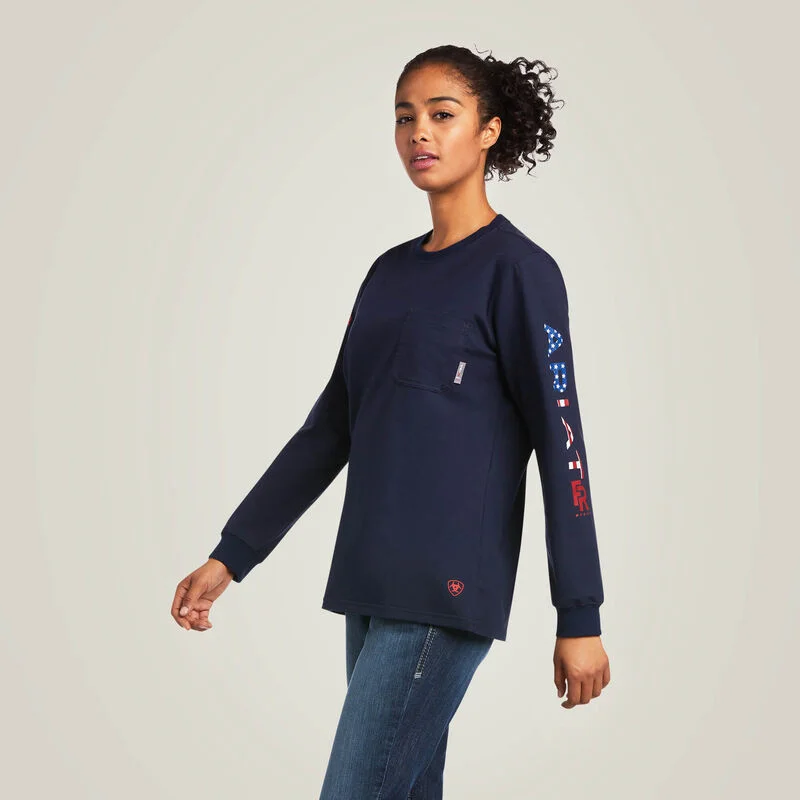 Ariat Ladies FR Stretch Logo T-Shirt Style 10039292 V-Neck T-Shirt Long Sleeve Cotton Ariat Ladies FR Stretch Logo T-Shirt Style 10039292 V-Neck T-Shirt Long Sleeve Cotton