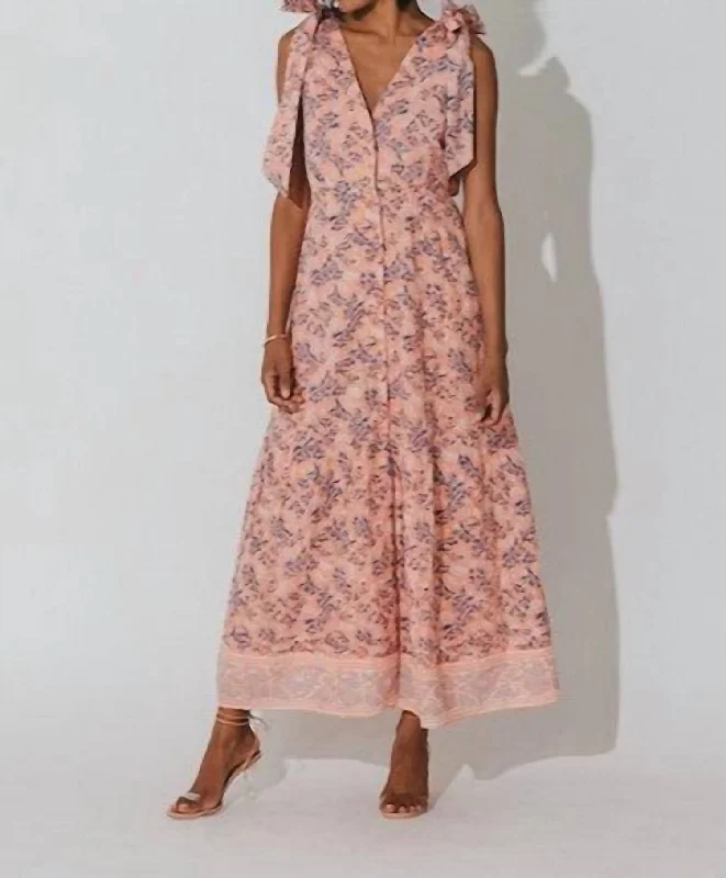 Astrid Maxi Dress In Positano Floral Fashionable Off-Shoulder Maxi Dress