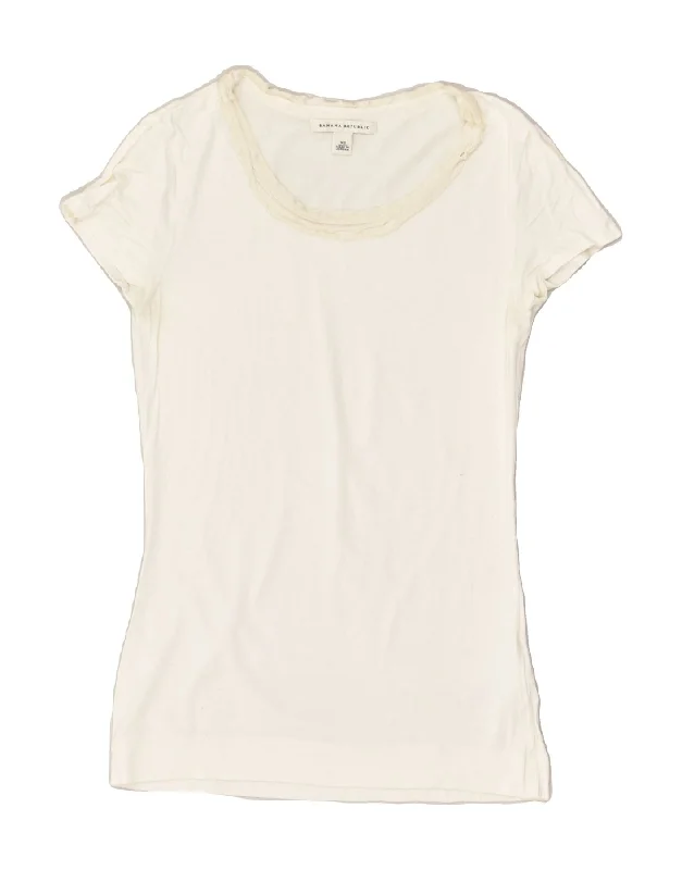 BANANA REPUBLIC Womens T-Shirt Top UK 4 XS White Cotton Cotton Fabric Linen Fabric Terry Fabric BANANA REPUBLIC Womens T-Shirt Top UK 4 XS White Cotton Cotton Fabric Linen Fabric Terry Fabric
