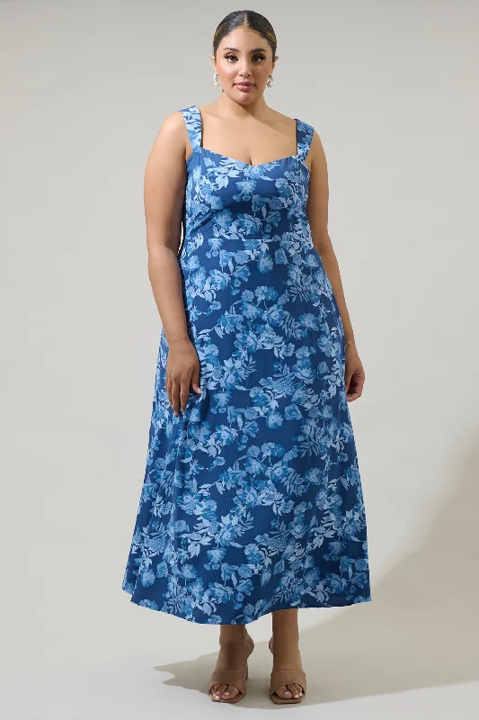 Bary Floral Smocked Maxi Dress Curve Cozy Ribbed Maxi Dress