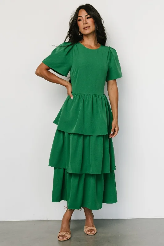 Cadenza Tiered Maxi Dress | Green Comfortable Ruffle Maxi Dress