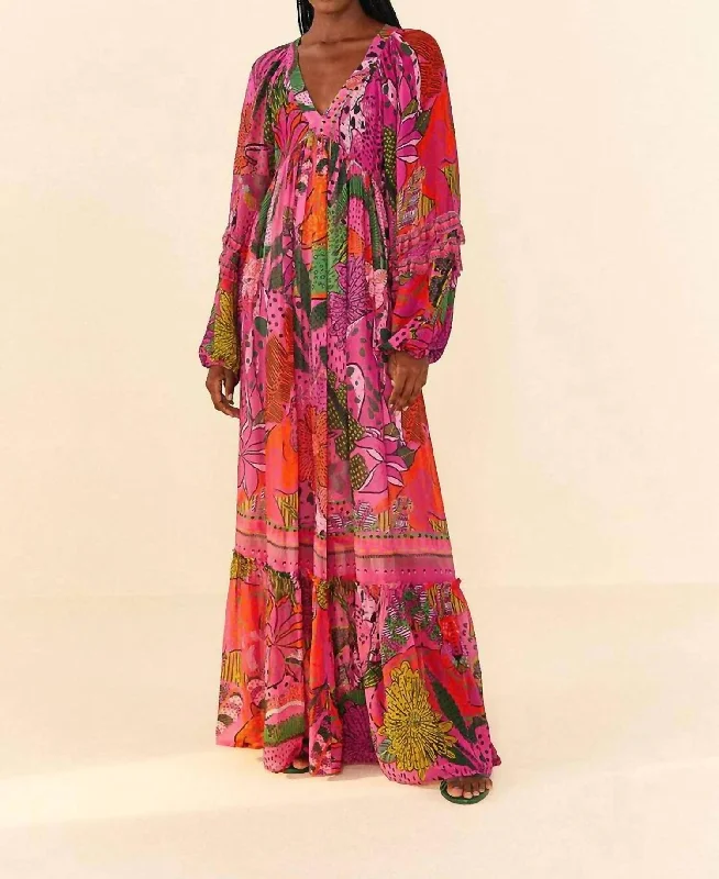 Cool Leopards Maxi Dress in Pink Elegant Silk Maxi Dress